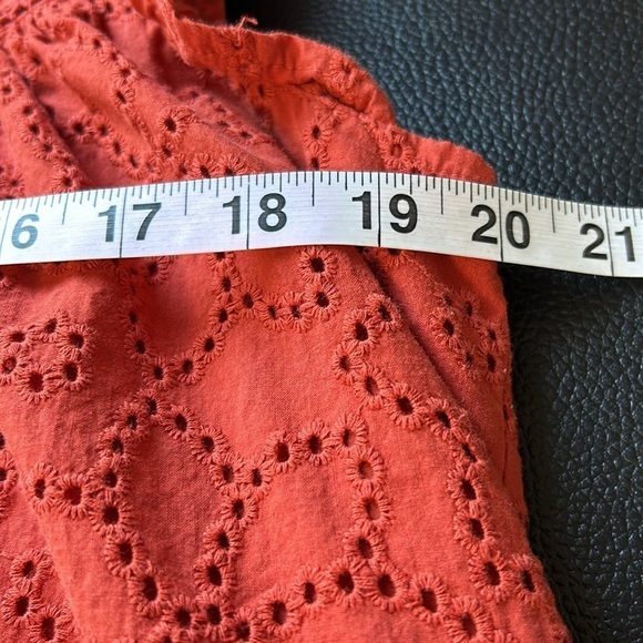 MADEWELL Eyelet Ruffle Sleeve Mini Dress Fresh Chili Orange Cap Sleeve Sz L - Picture 15 of 16